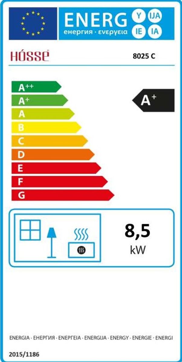 Vedkomfyr Modell 8025 8,5 kW støpejern sort antrasitt