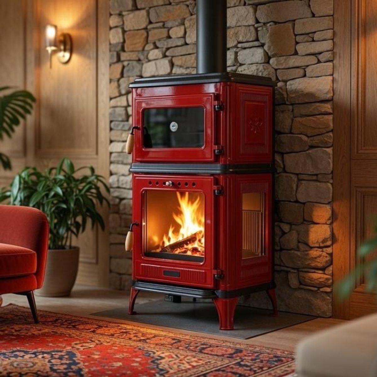 Vedkomfyr Modell 8010C koketopp bakerovn 7kW 