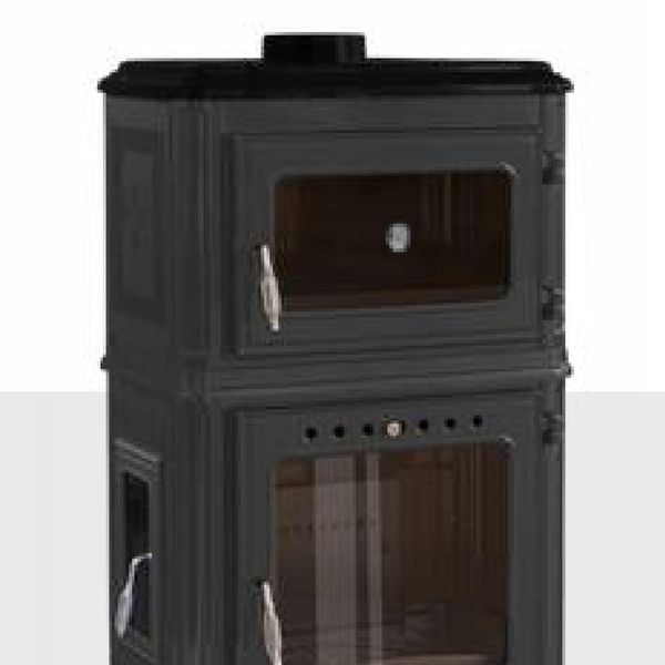 Hovedbilde Vedkomfyr Modell 8010CK koketopp bakerovn 7kW grå emaljert